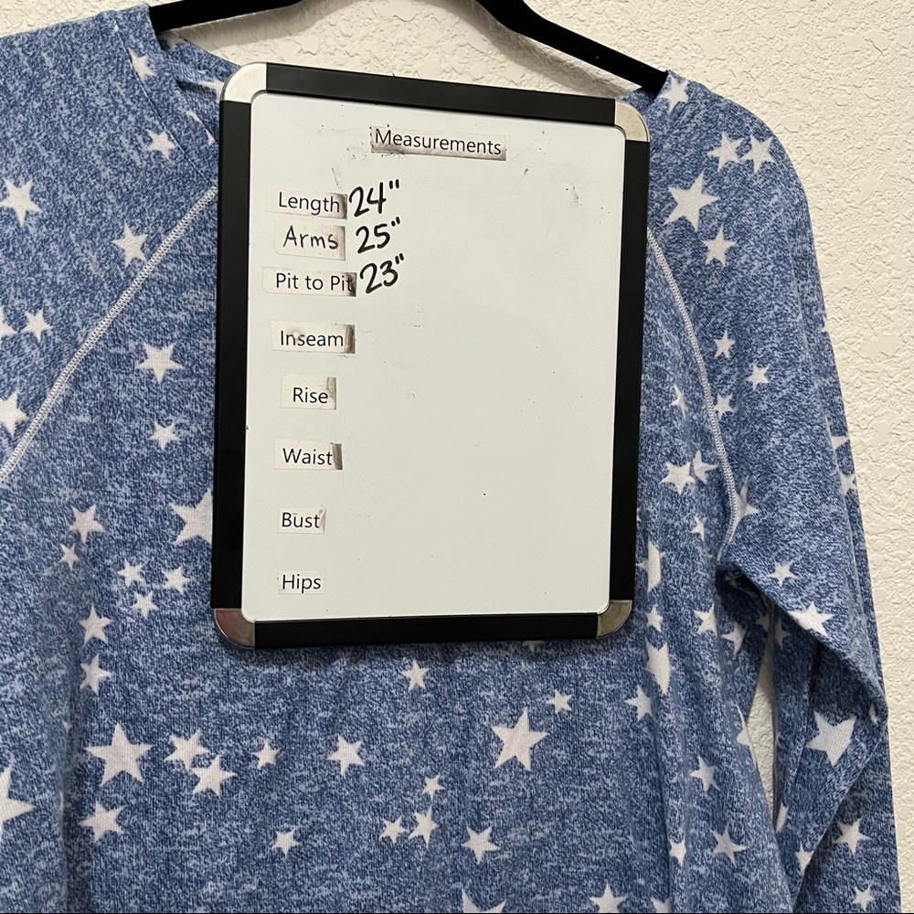Kensie Blue White Star Print Pajama Top Shirt Long Sleeves Womens Size L - Picture 7 of 11